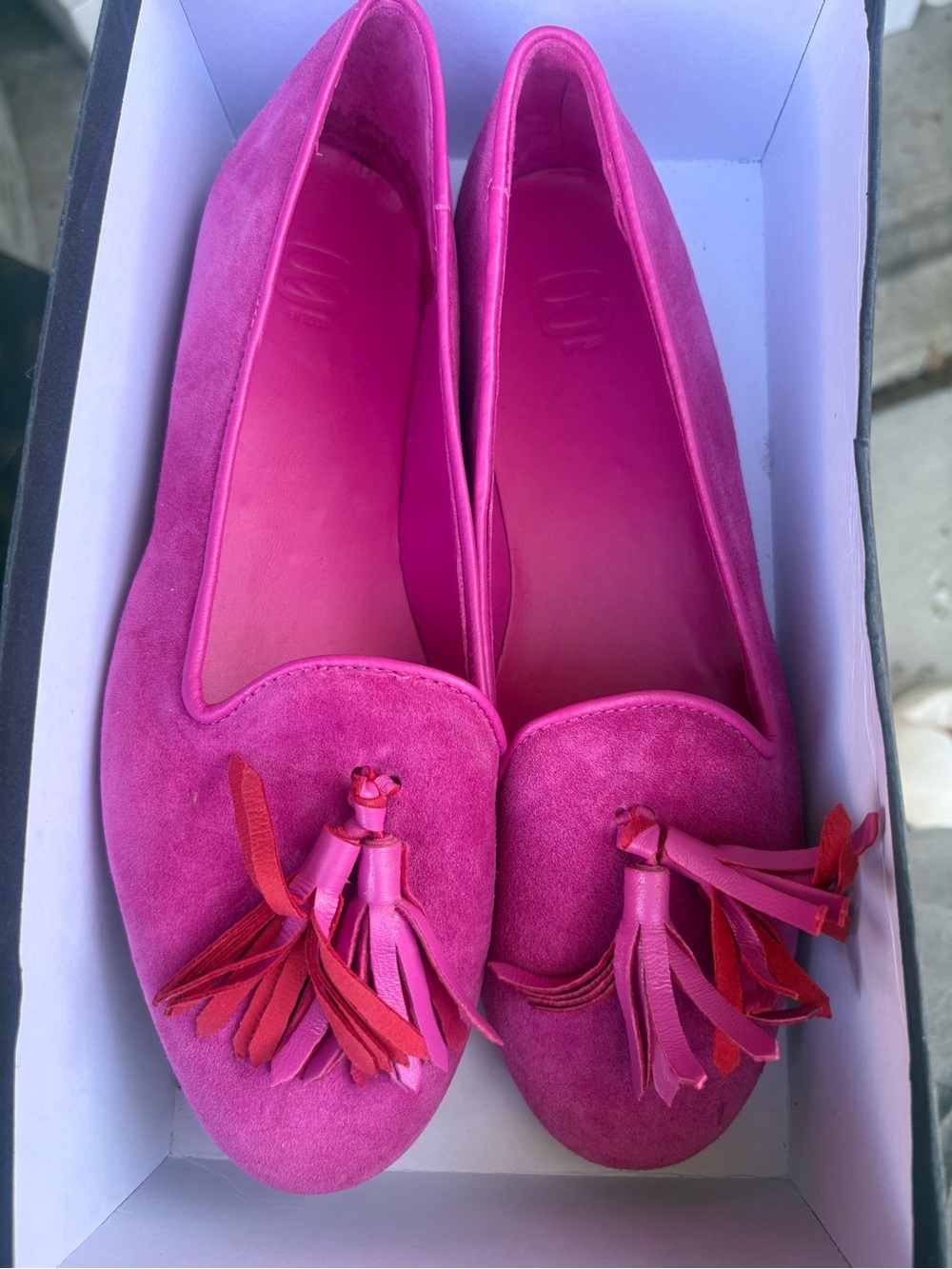 8 by yoox Women's Hot Pink Suede Tassel Loafers - Slip-On Flats